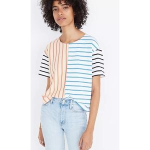 Madewell Easy Crop Tee in Stripe Mix XS